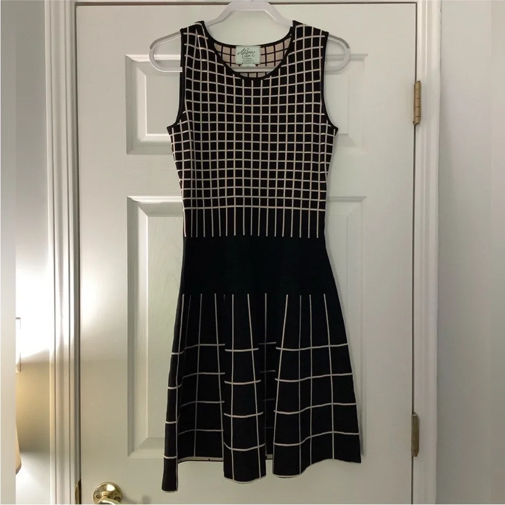 Kate Spade Madison Ave Collection Windowpane Knit Fit & Flare Dress Size S